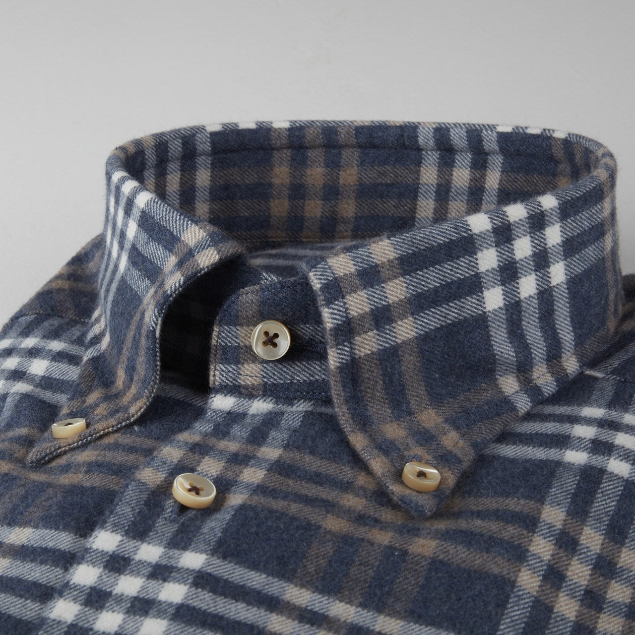 Stenstroms Fitted Flannel Plaid Navy/Brown