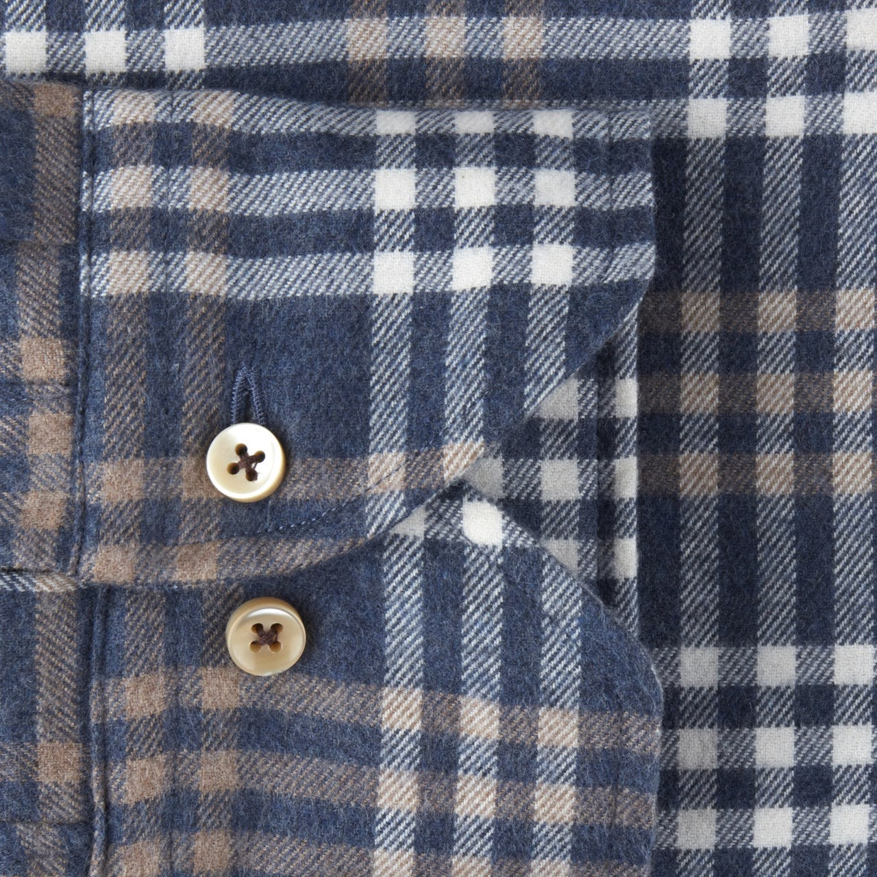 Stenstroms Fitted Flannel Plaid Navy/Brown
