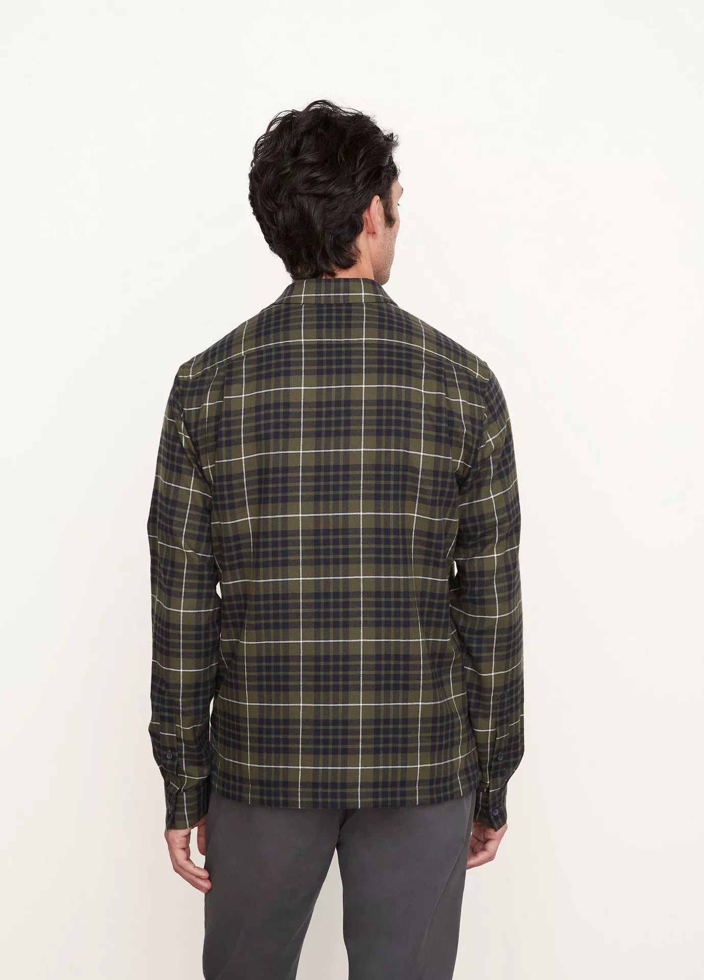 Vince Calabasas Plaid LS Dk Olive Field