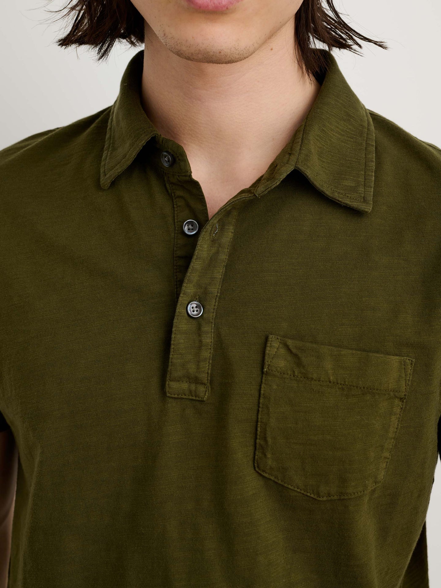 Alex Mill Standard Polo Slub Cotton Deep Olive