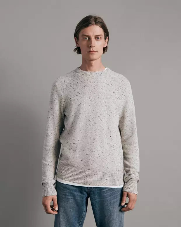 Rag & Bone Harlow Donegal Cashmere Blend Crew Grey Multi
