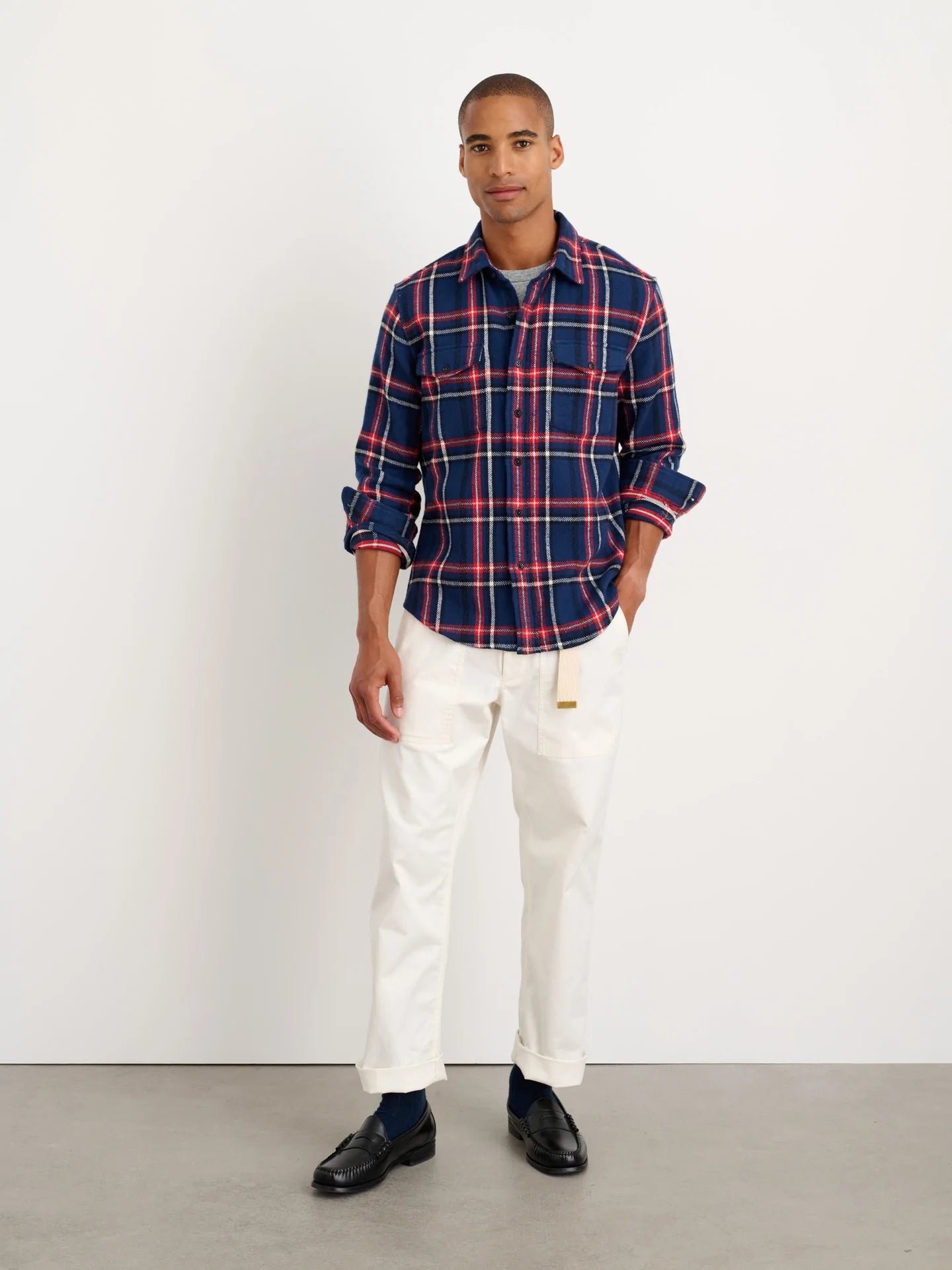 Alex Mill Frontier Shirt in Navy/Red Flannel Plaid