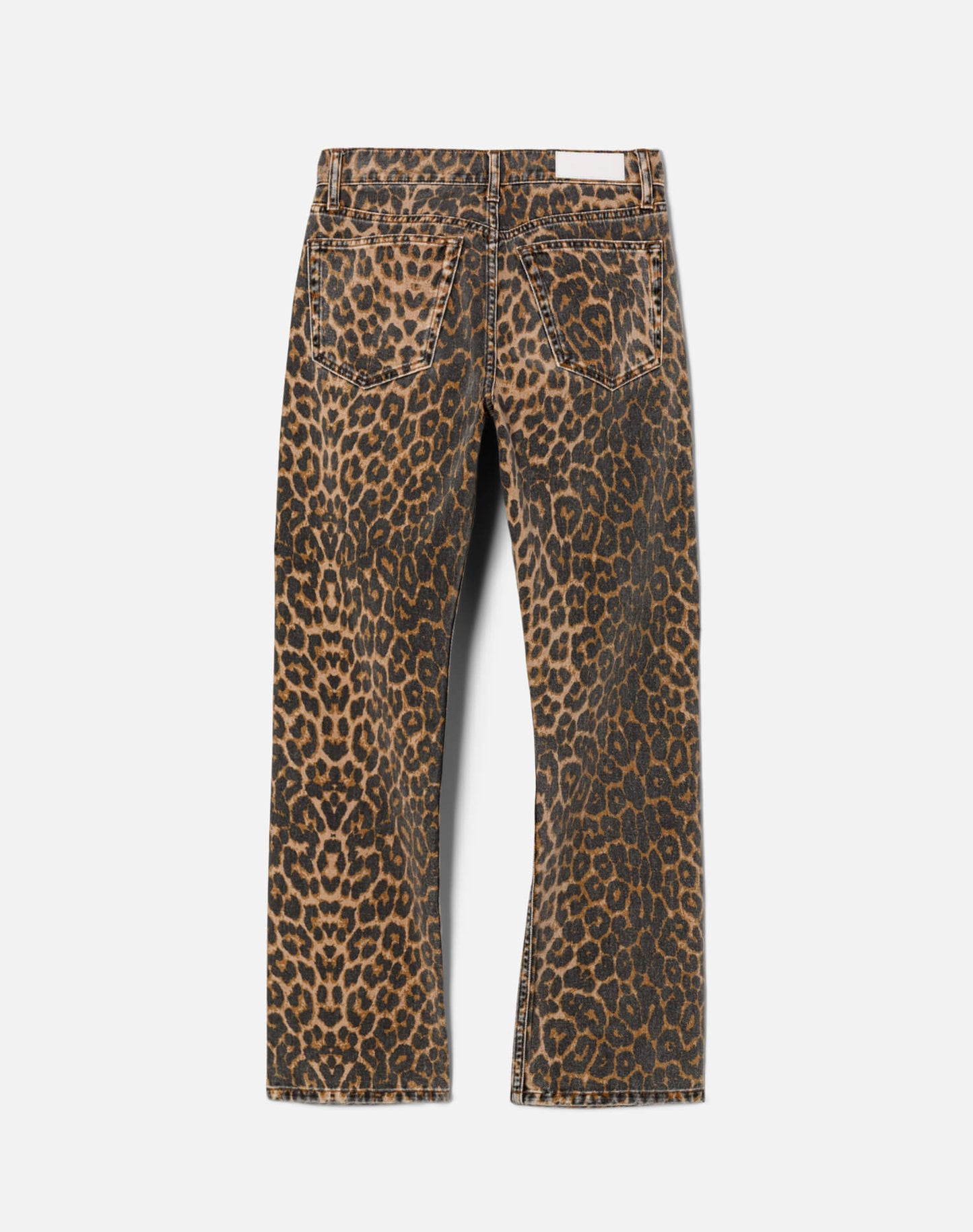 Re/Done Mid Rise Blondie Crop jeans in allover leopard print, back view