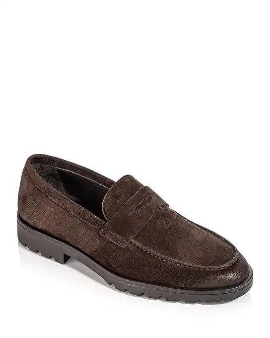 To Boot New York Norton waxed suede penny loafer in dark brown moka