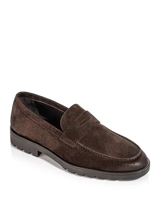 To Boot New York Norton waxed suede penny loafer in dark brown moka