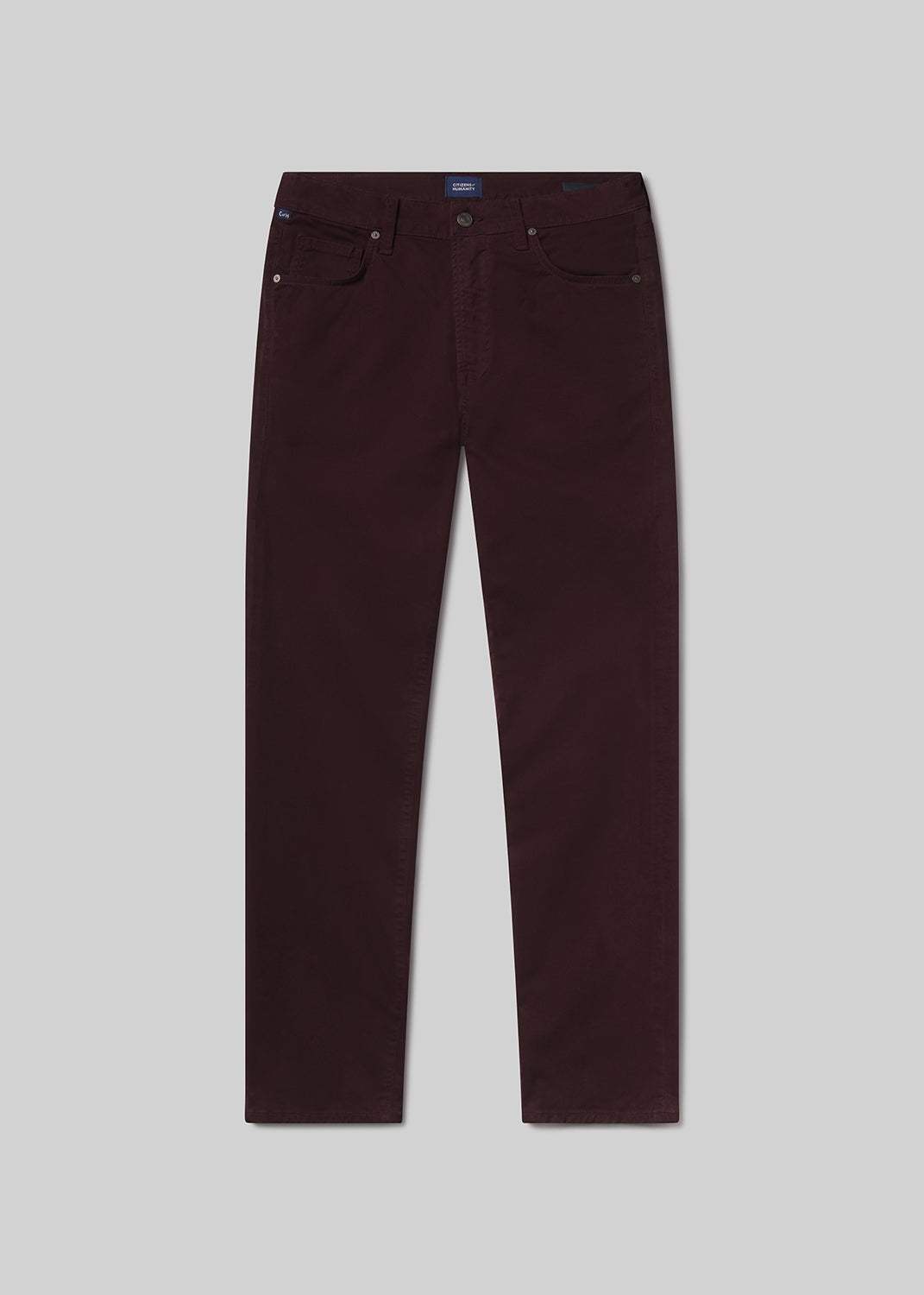 Citizens of Humanity Gage slim straight leg pants in deep burgundy sateen fabric