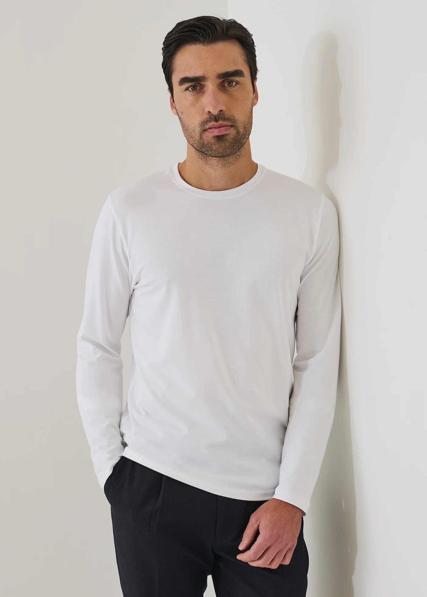 Patrick Assaraf LS Iconic Crew Tee White