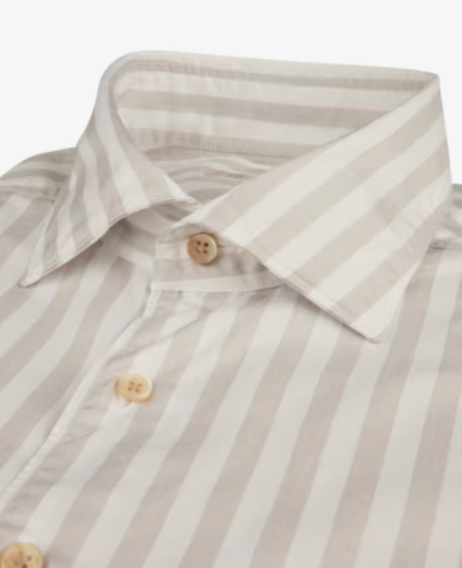 Stenstroms Fitted Dress Shirt Beige Stripe