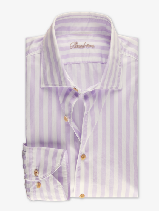 Stenstroms Fitted Dress Shirt Lavendar Stripe