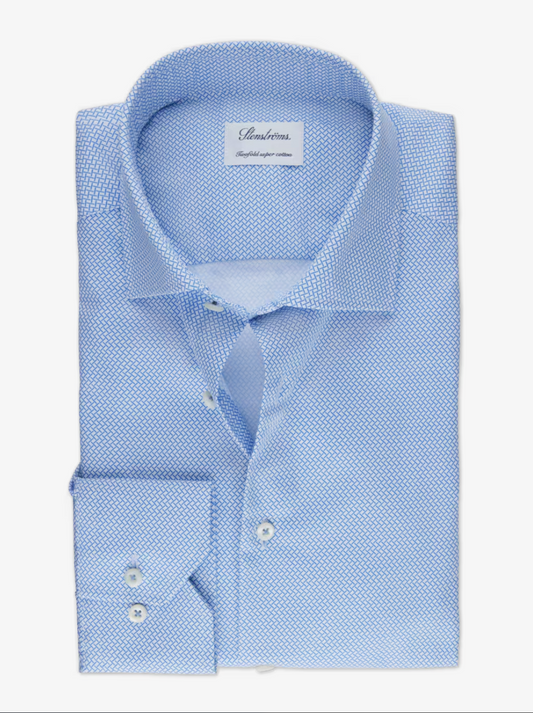 Stenstroms Fitted Dress Shirt Blue Pattern