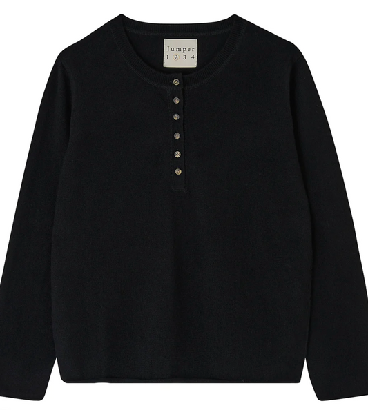 Jumper Cashmere Henley Black