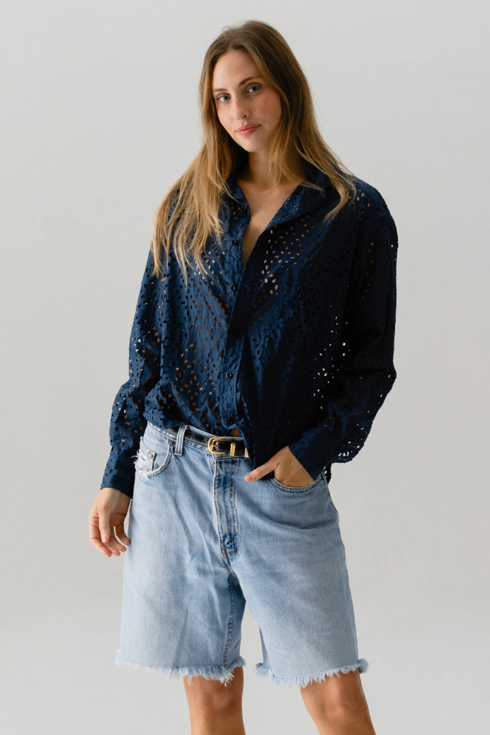 Cissa The Daily Shirt Navy Eyelet