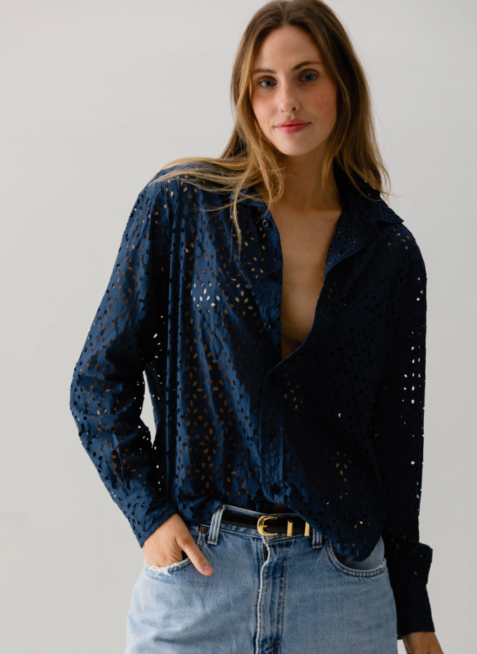 Cissa The Daily Shirt Navy Eyelet