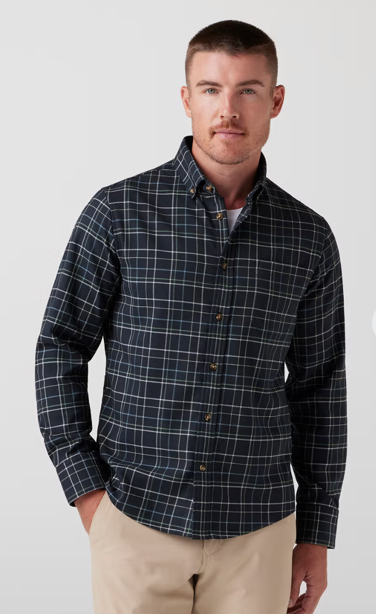 Mizzen + Main City Flannel Twill Navy Andrew Plaid