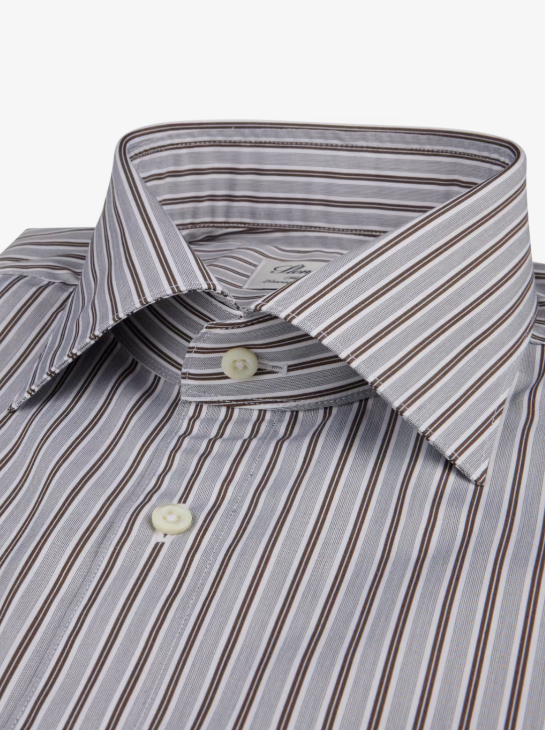 Stenstroms Fitted Dress Shirt Dr Brown Stripe