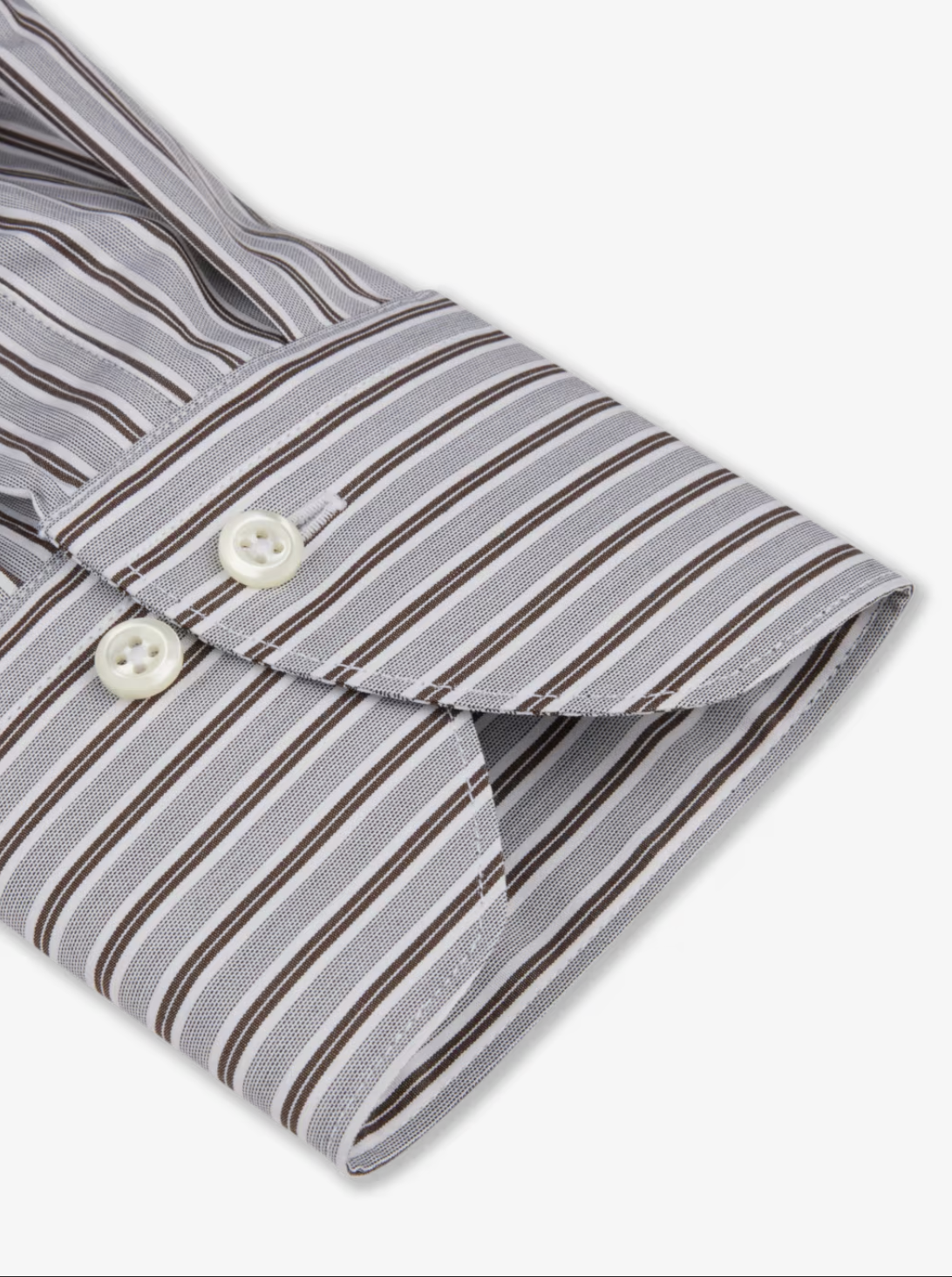 Stenstroms Fitted Dress Shirt Dr Brown Stripe