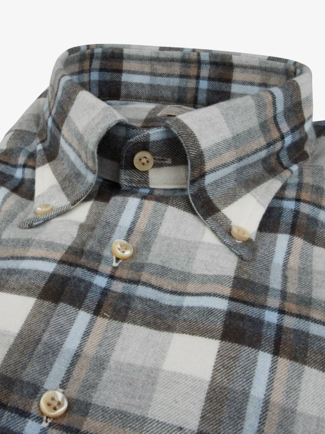 Stenstroms Fitted Dress Shirt Lt Blue Plaid Flannel