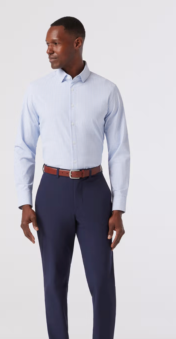 Mizzen + Main Leeward LS Dress Shirt Cornflower Winston Check