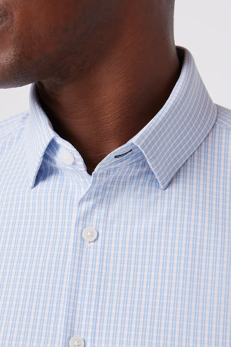 Mizzen + Main Leeward LS Dress Shirt Cornflower Winston Check