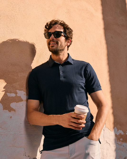 Mizzen + Main Copa SS Polo Navy Solid