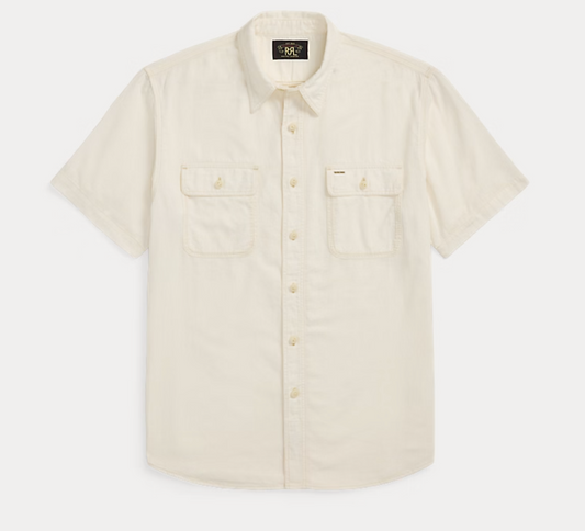 RRL SS Matlock Sport Shirt Natural/Off White