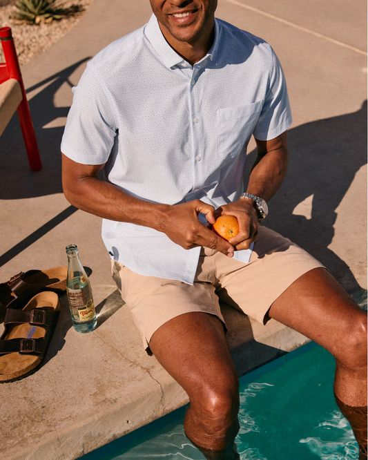 Mizzen + Main Leeward SS Dress Shirt White Geo Bloom