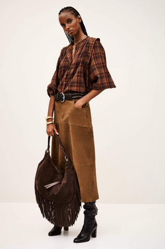 ba&sh Massia Suede Skirt Terre