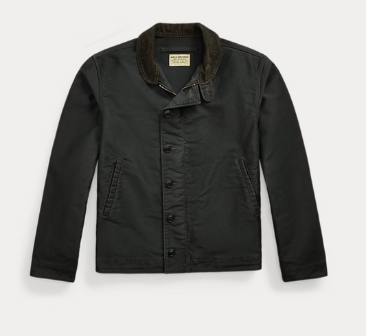 RRL Bower Cotton Jungle Cloth Bomber Jacket Vintage Black