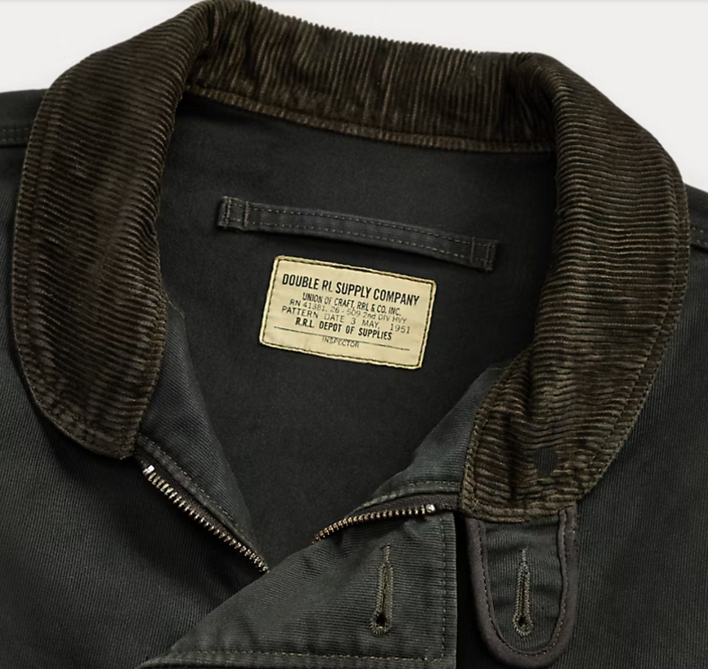 RRL Bower Cotton Jungle Cloth Bomber Jacket Vintage Black