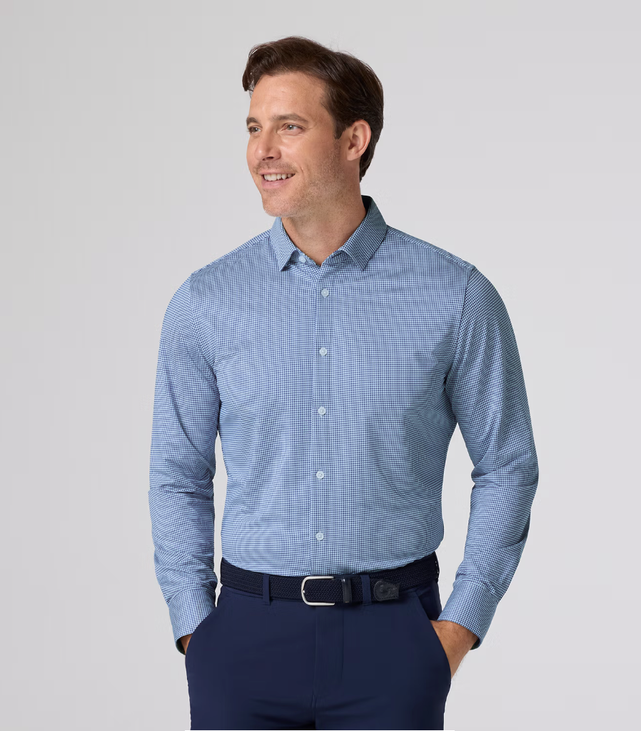 Mizzen + Main Halyard LS Dress Shirt Navy Peter Gingham