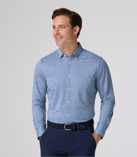 Mizzen + Main Halyard LS Dress Shirt Navy Peter Gingham