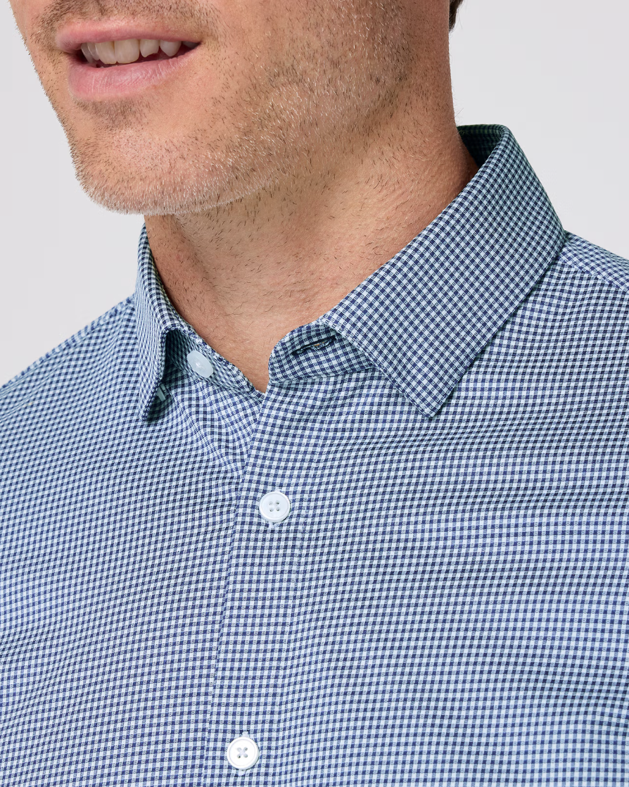 Mizzen + Main Halyard LS Dress Shirt Navy Peter Gingham