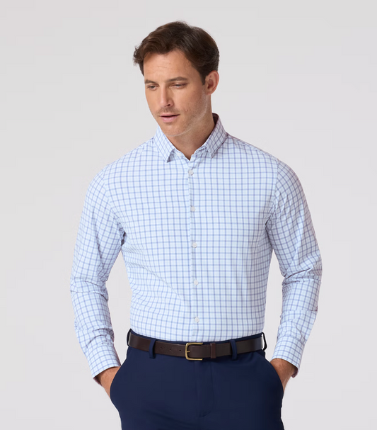 Mizzen + Main Leeward LS Shirt Cloud Blue Miles Plaid