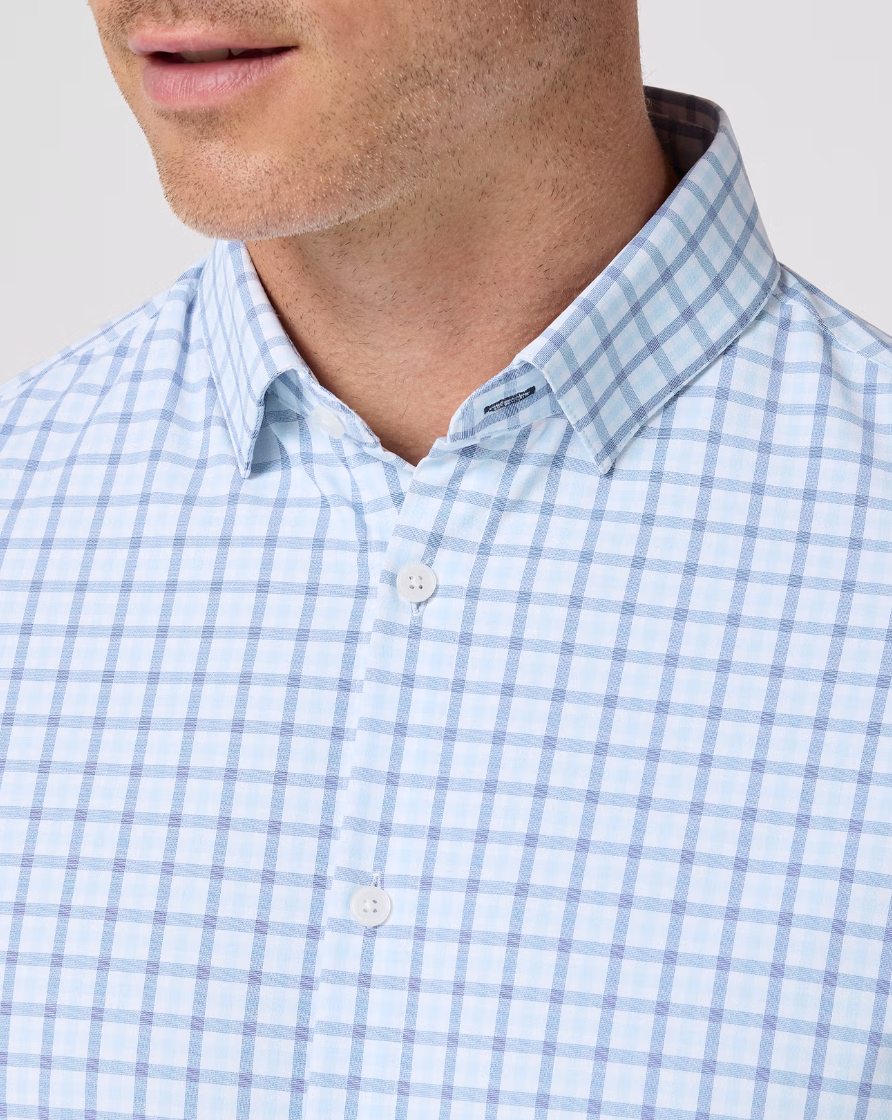 Mizzen + Main Leeward LS Shirt Cloud Blue Miles Plaid