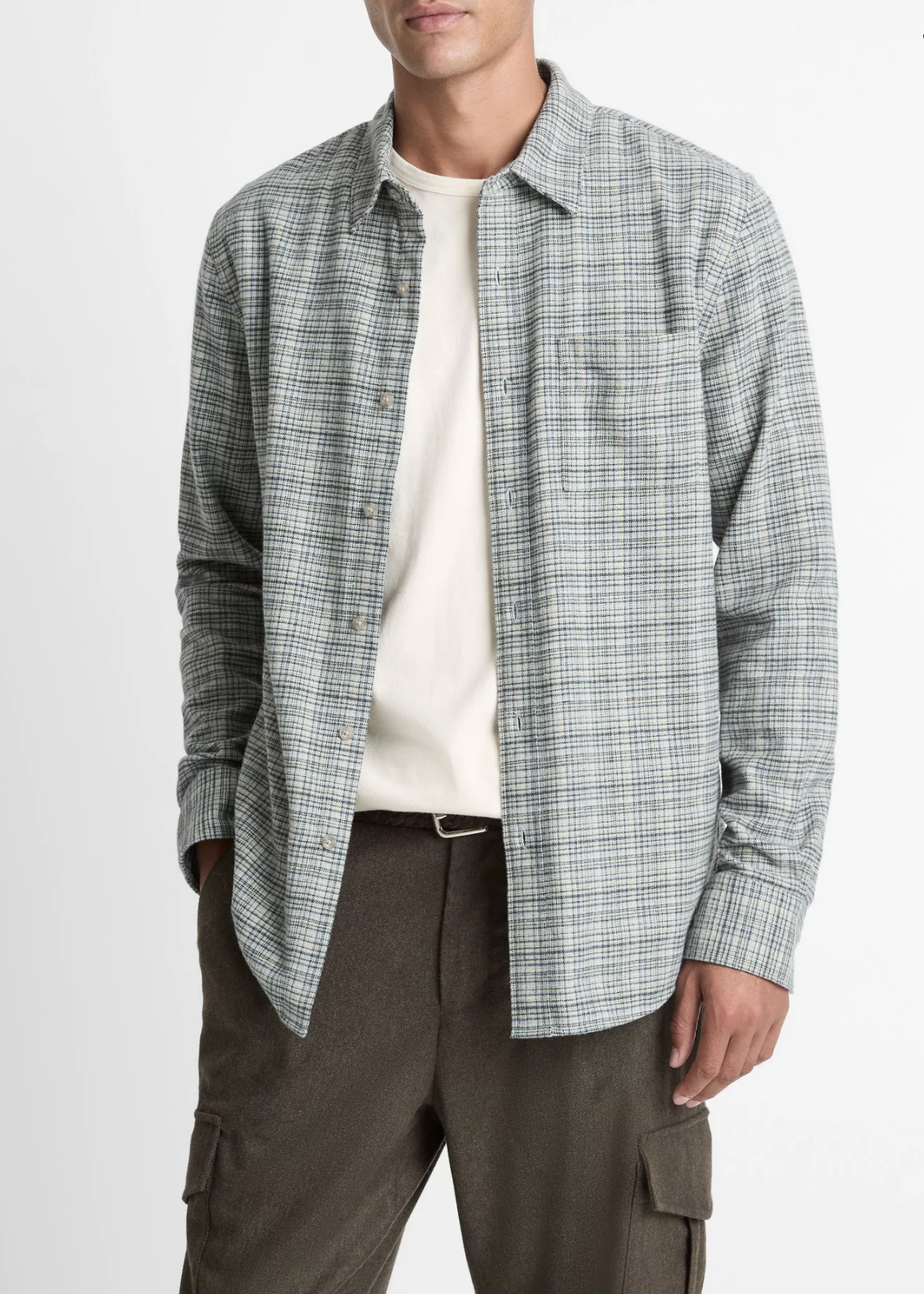 Vince Highclere Plaid LS Shirt Pistacio Combo