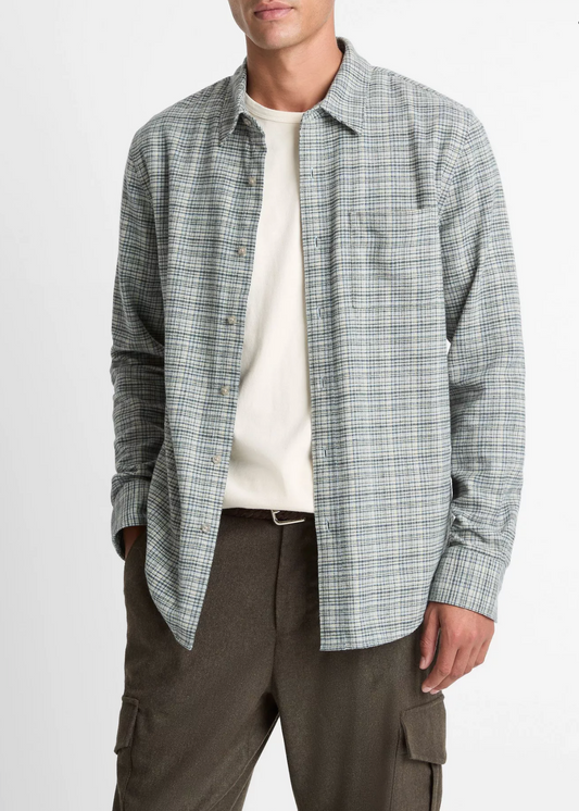 Vince Highclere Plaid LS Shirt Pistacio Combo