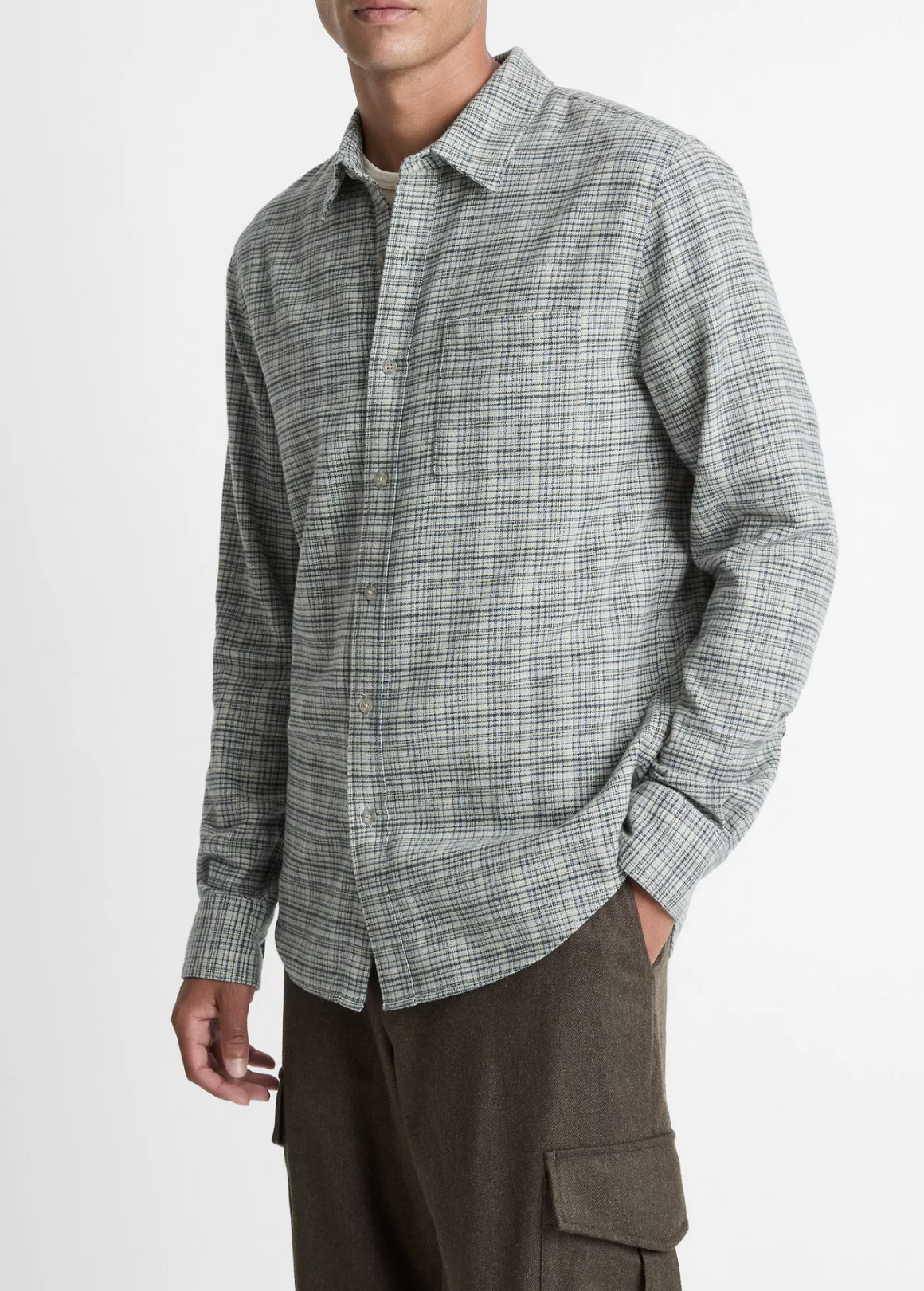 Vince Highclere Plaid LS Shirt Pistacio Combo