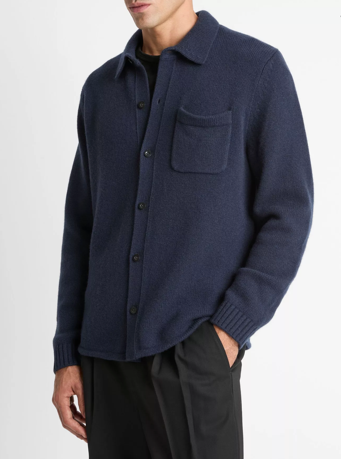 Vince Contour Hem LS Sweater Shirt Coastal