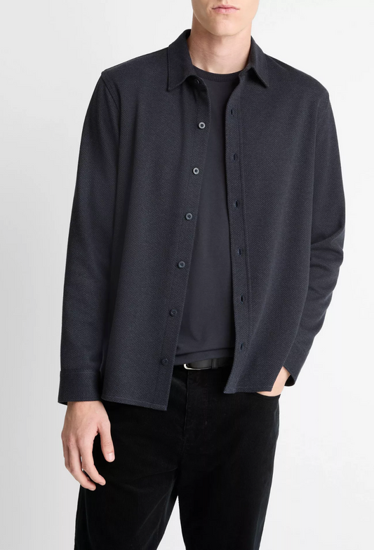 Vince Herringbone LS Button Front Shirt Coastal