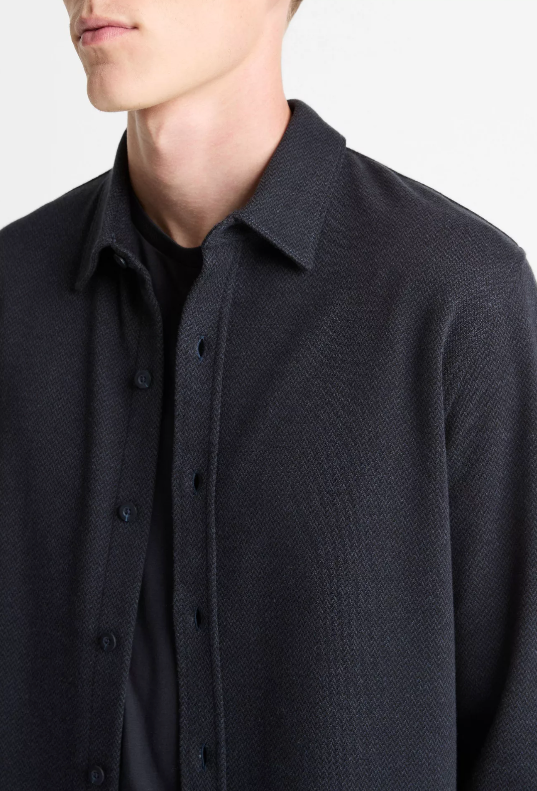Vince Herringbone LS Button Front Shirt Coastal