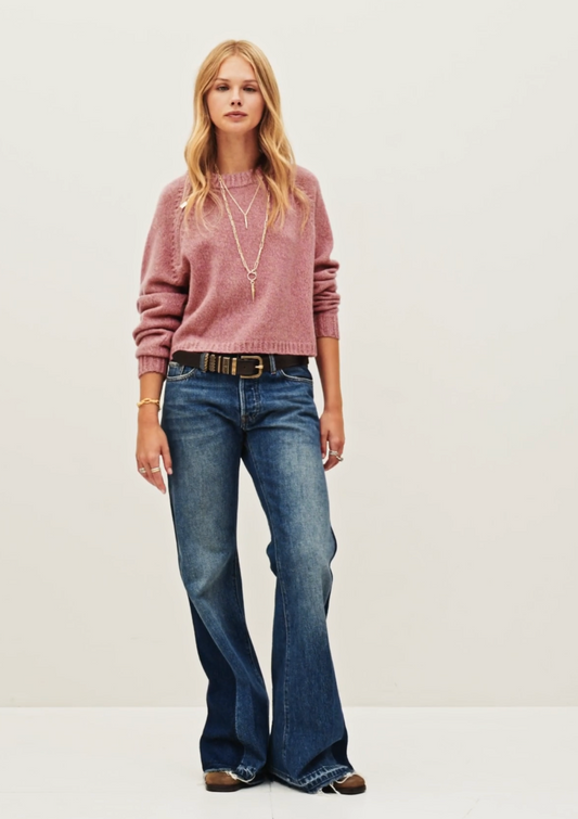 ba&sh Jumper Corvy Sweater w/ Zipper Rose