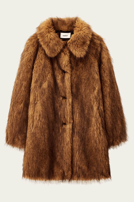Ba&sh Lester Faux Fur Coat Beige