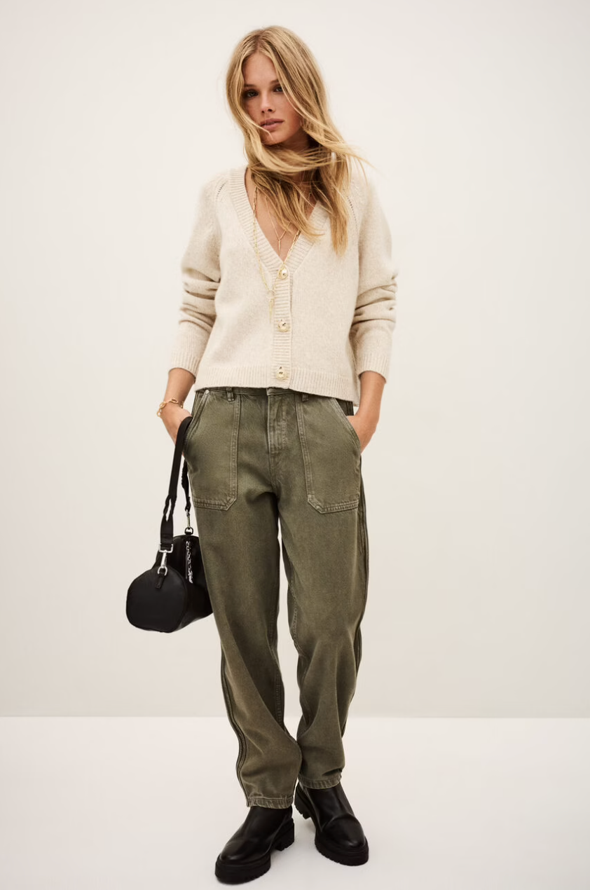 Ba&sh Cellya V-Neck Cardigan Beige