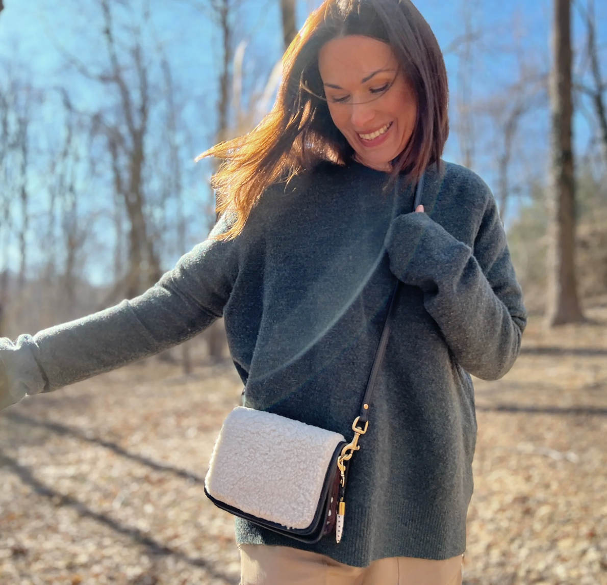 Kempton Mini Mia Crossbody Leather Rattan Brown