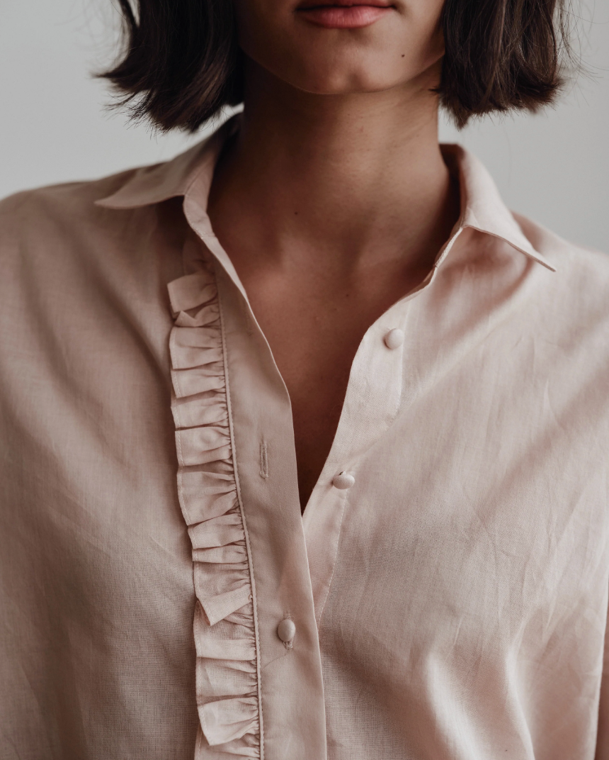 Cissa The Waterfall LS Blouse Natural