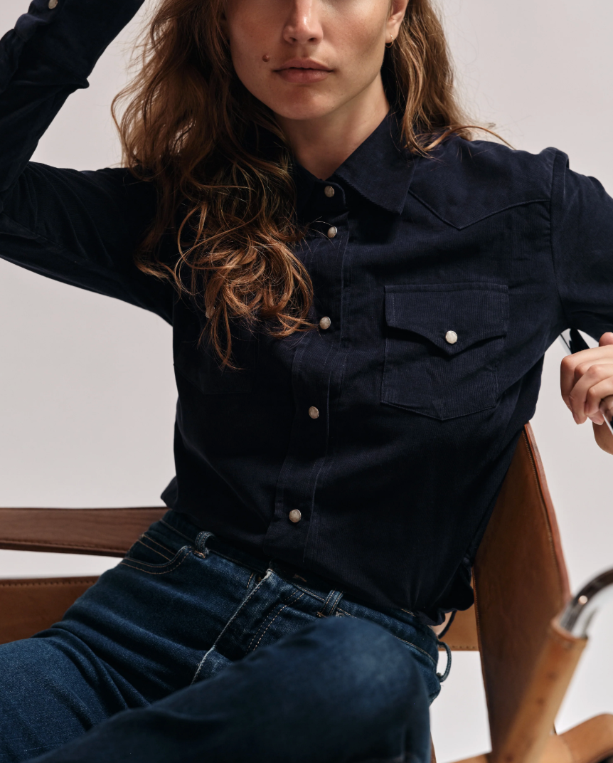 Cissa The Western Shirt Navy Fine Corduroy