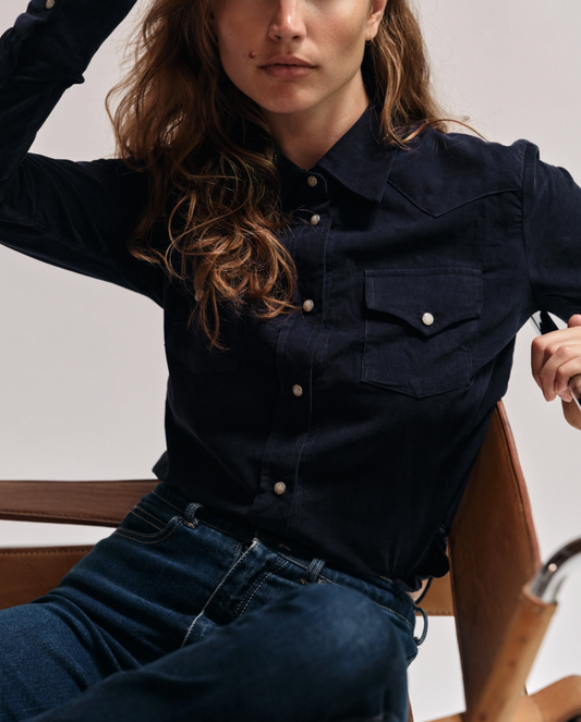 Cissa The Western Shirt Navy Fine Corduroy