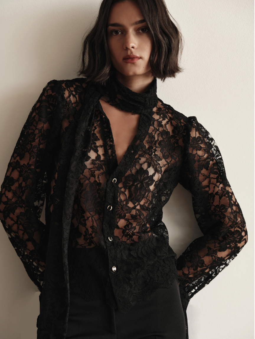 Cissa The Bow Tie Black Lace LS