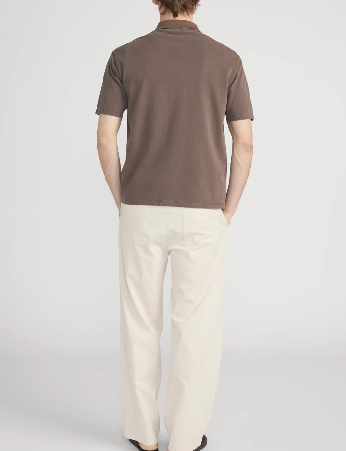 Frame Washed Light Pique Polo Antique Cafe