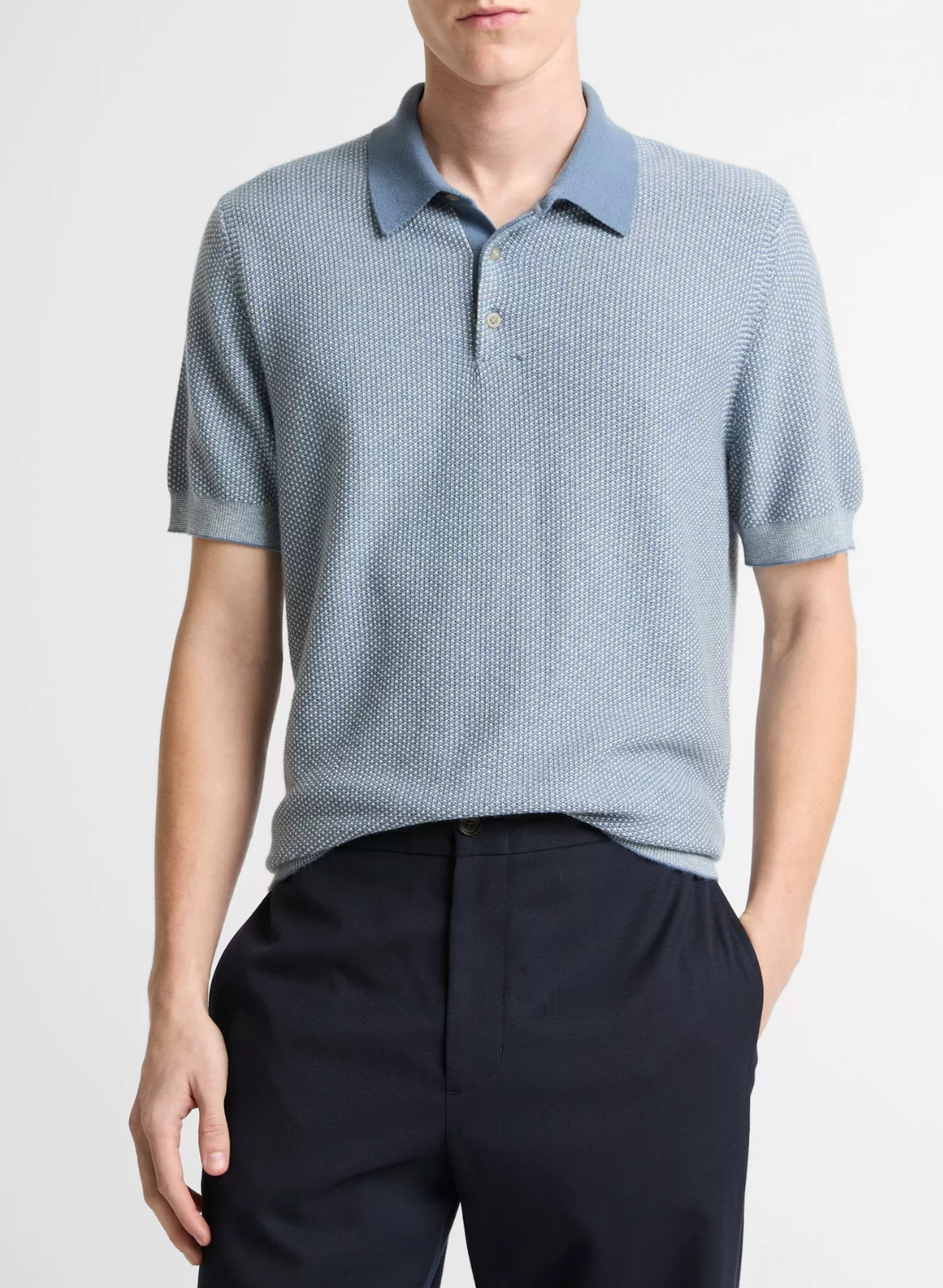 Vince Geo Jacquard SS Polo Uniform Blue/Cream